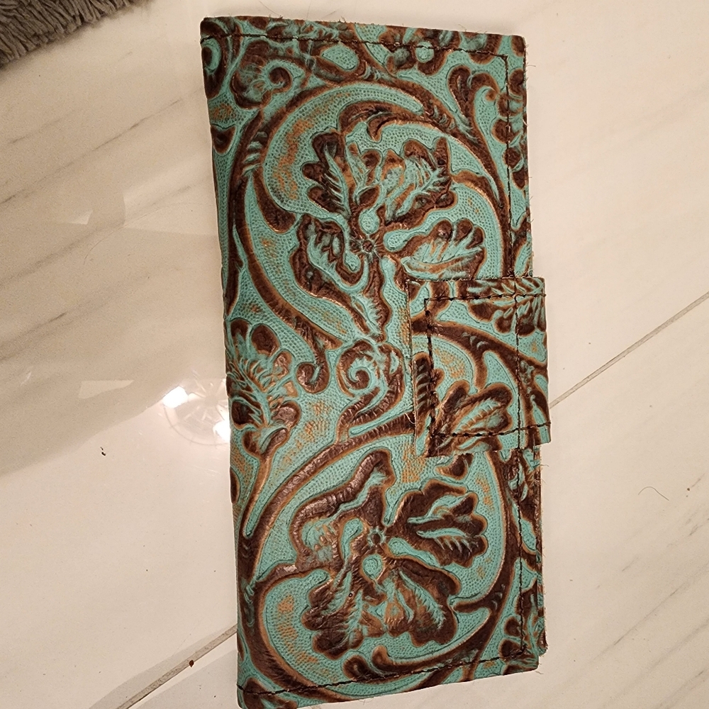 Cowboys and conchos leather handmade wallet